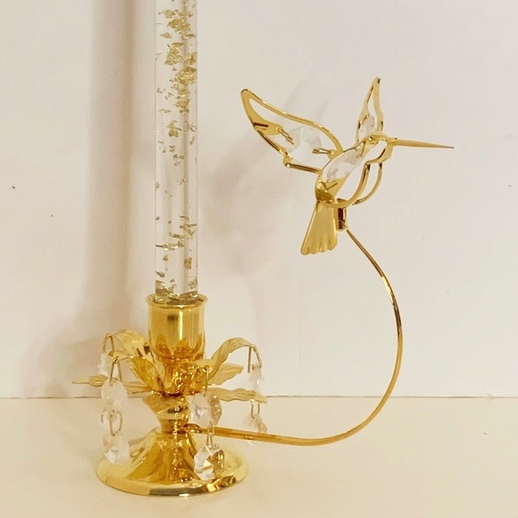 Austrian Crystal Delight Hummingbird Flower Chandelier Candle Holder 6.5” - Picture 2 of 9